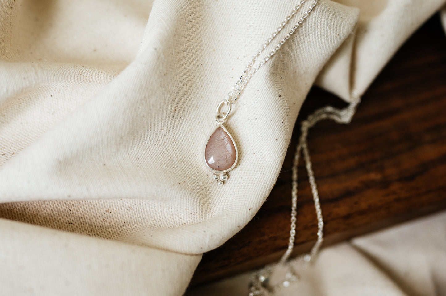 Peach Moonstone teardrop Necklace