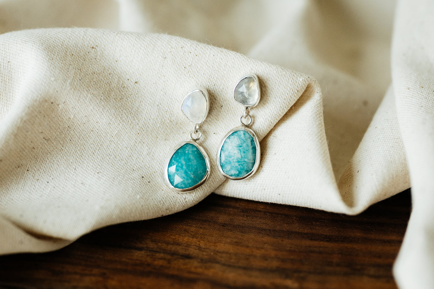 Moonstone & Amazonite Earrings