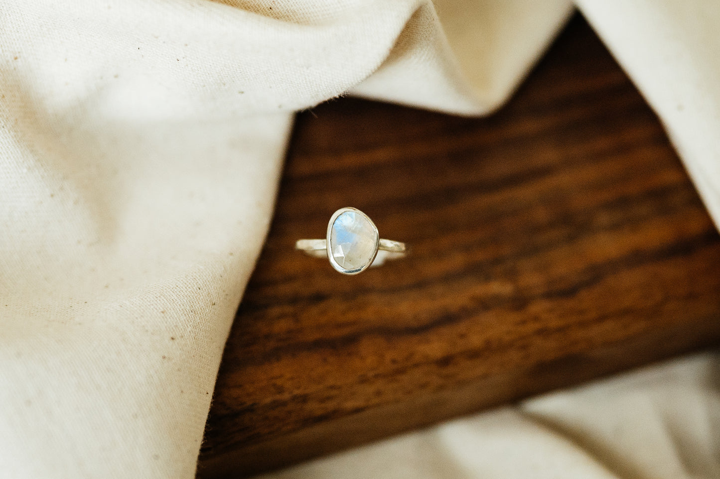 Rosecut Moonstone Ring